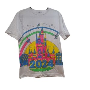 Disney Parks 2024 Walt Disney World Neon Castle Icon T-Shirt Adult SMALL NEW